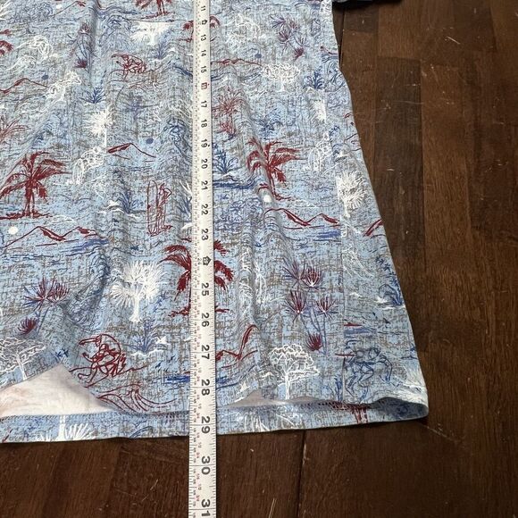 Johnny-O Hangin' Out Blue Graphic Wipeout Short Sleeve Polo Stretch Men's Size L - Picture 10 of 10